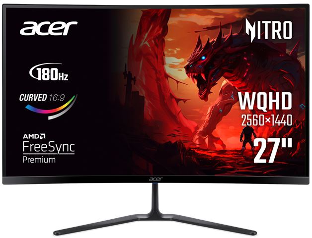 Gaming Monitor ACER Nitro ED27QXC 27" (QHD 2560x1440, VA, 180Hz, 1ms, FreeSync Premium, Zakrivljeni)-0