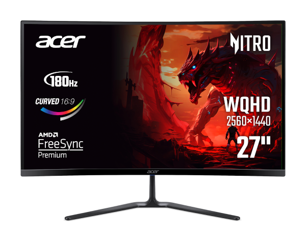Gaming Monitor ACER Nitro ED27QXC 27" (QHD 2560x1440, VA, 180Hz, 1ms, FreeSync Premium, Zakrivljeni)
