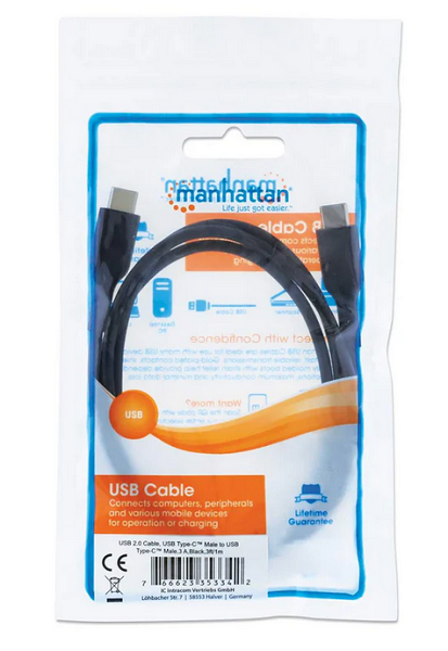 USB kabel MANHATTAN 353342 (USB-C na USB-C, 2.0, 60W, 3A, 1m) crni-3