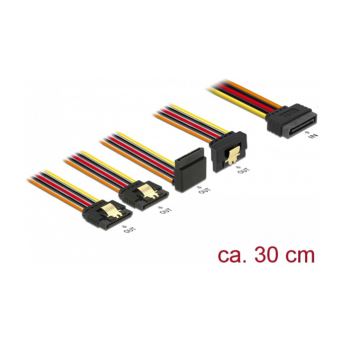SATA kabel za napajanje DELOCK 60148 (15-pinski muški na 4x 15-pinski ženski, 30 cm)-1