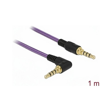 Audio kabel DELOCK 85611 (3.5mm 4-pinski, muški na kutni muški, 1m, ljubičasti)-0