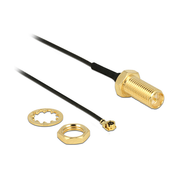 Delock antenski pigtail kabel RP-SMA (ž) na MHF I (U.FL) 10cm (1.13mm, 50 Ohm)