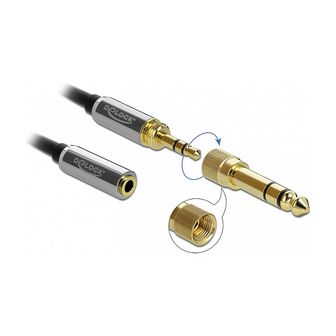 Audio produžni kabel DELOCK spiralni 3.5mm na 3.5mm s 6.35mm adapterom, 2m-1