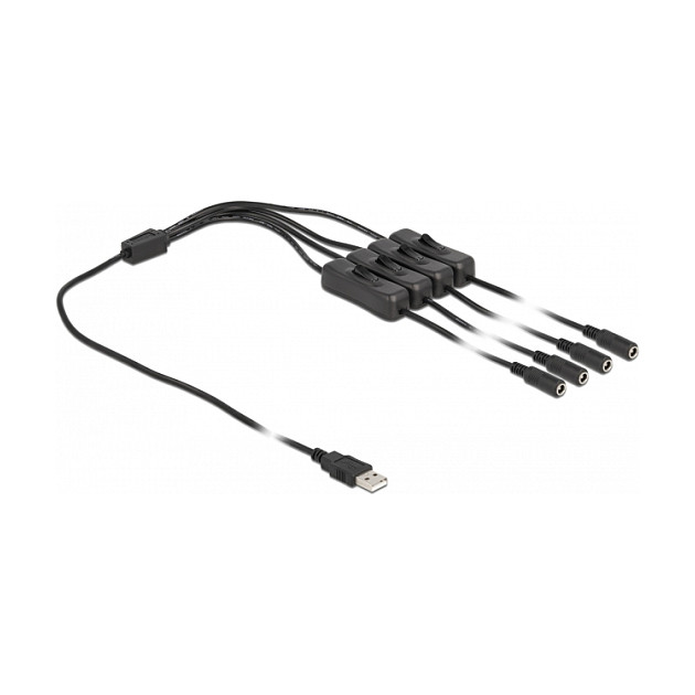 USB kabel DELOCK 86799 (USB-A na 4x DC 5.5x2.1mm, s prekidačem, 1m)-1