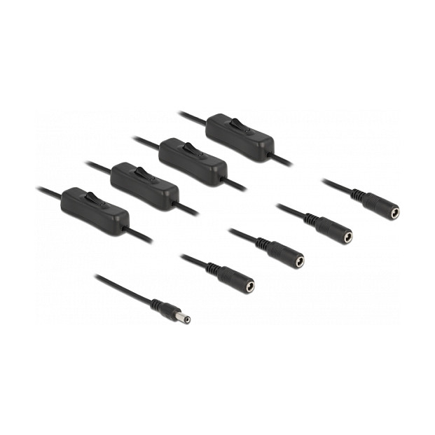 DC razdjelni kabel DELOCK 86796 (1x DC 5.5x2.1mm muški na 4x DC ženski, s prekidačem, 1 m)-0