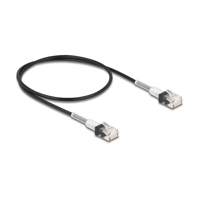 Mrežni kabel DELOCK RJ45 Cat.6A U/UTP Slim 0.5m crni (dvostruka zaštita od savijanja)-0