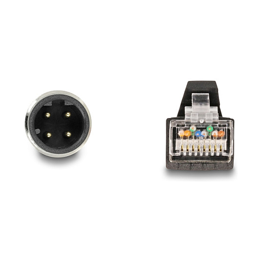 Mrežni kabel DELOCK M12 4-pinski D-kodirani na RJ45 (1 m, PUR/TPU, IP67)-1