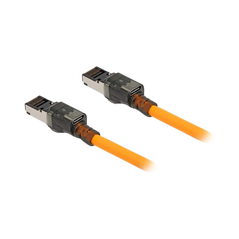 Mrežni kabel DELOCK Cat.6A S/FTP 5m (RJ45, Portfinder, Self-Tracing) narančasti-0