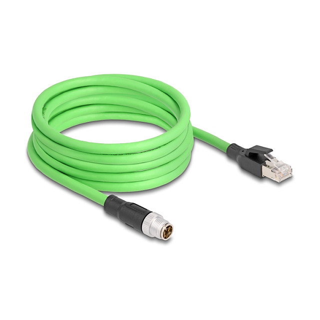 Mrežni kabel DELOCK M12 X-kodirani na RJ45 (Cat.6A, S/FTP, IP67, 5m)