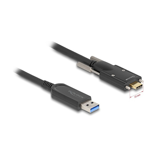 DELOCK Aktivni optički kabel USB-A na USB-C 10 Gbps (10m, s vijcima)-0
