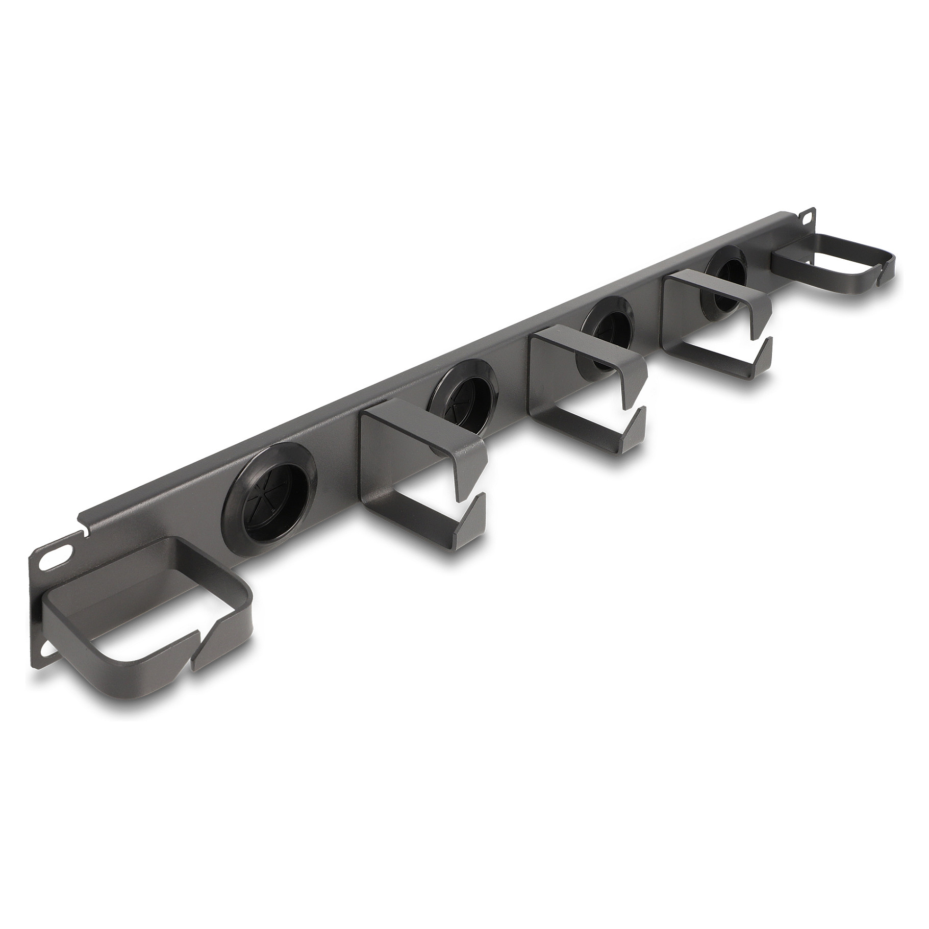 Panel za upravljanje kabelima DELOCK 19" 1U (4 gumene uvodnice, 5 metalnih nosača) tamno sivi-0