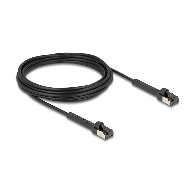 Mrežni kabel DELOCK Cat.6A U/FTP Slim (RJ45, 90° kutni konektor, 5m) crni