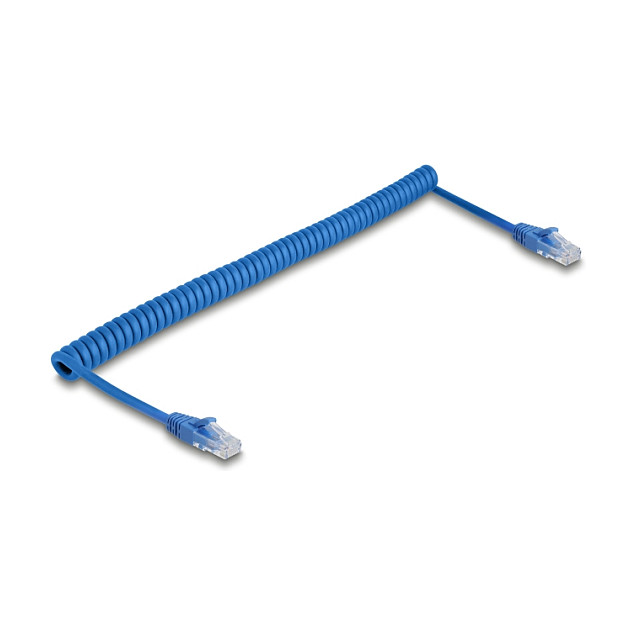 Mrežni kabel DELOCK RJ45 Cat.6 UTP spiralni (1.3 - 3.3 m, plavi)-0