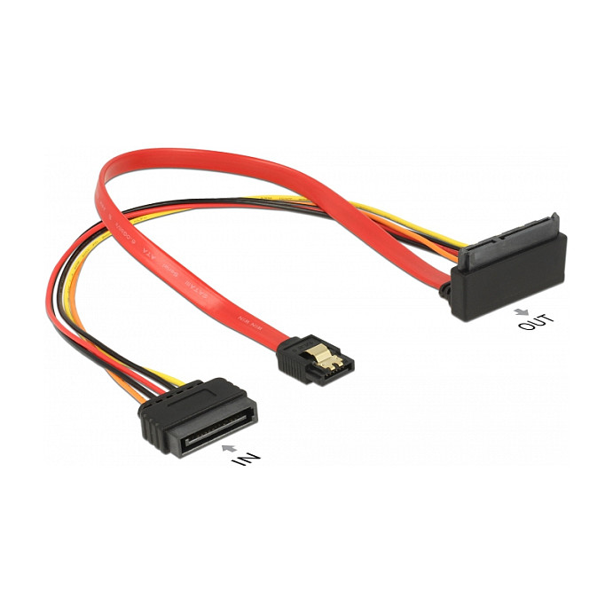 SATA kabel DELOCK 85515 (22-pin Ž na 7-pin Ž + 15-pin M, 6 Gb/s, 30 cm, kutni)-1