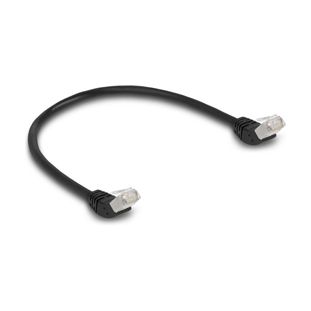 Mrežni kabel DELOCK RJ45 Cat.6A S/FTP 45° kutni (0.5m, crni)