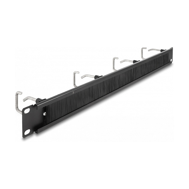 Organizator kablova DELOCK 19" s četkom i 4 metalna prstena 1U crni-1