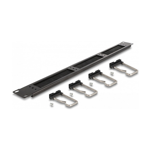 Organizator kablova DELOCK 19" s četkom i 4 metalna prstena 1U crni-2