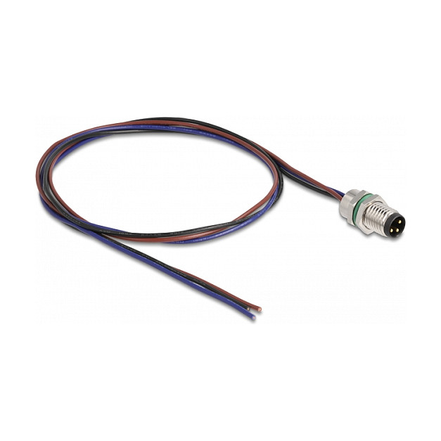 Instalacijski kabel DELOCK M8 3-pinski muški A-kodirani (0.5m, IP67, za prednju montažu)-0
