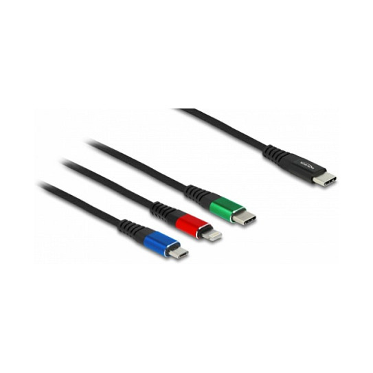 USB kabel za punjenje DELOCK 3-u-1 (USB-A na 2x Lightning / USB-C, 30 cm, 2.4A)-0