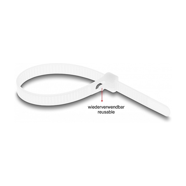 Vezice za kabele DELOCK Reusable 150 x 7.2 mm (100 komada, bijele, nosivost 22 kg)-2