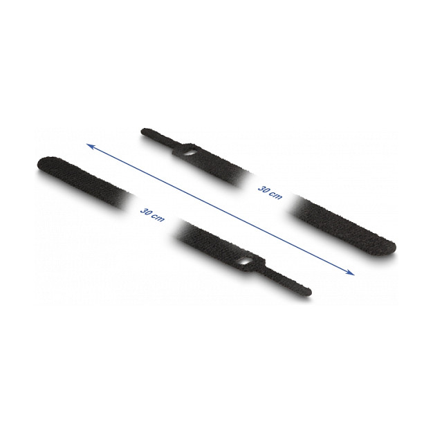 Vezice za kabele DELOCK čičak traka 300 x 12 mm (10 komada, crne)-1