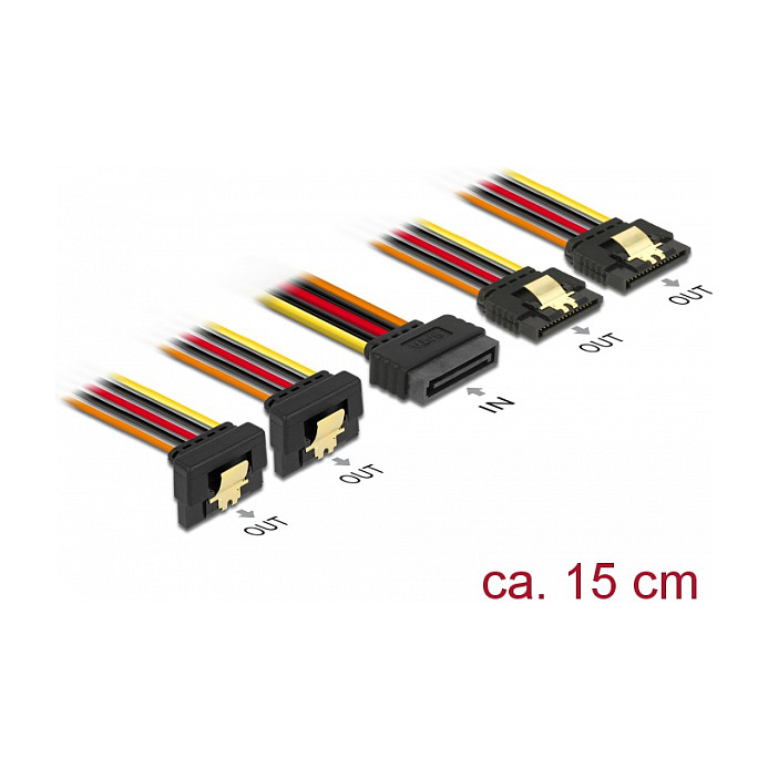 Kabel za napajanje DELOCK 60150 SATA 15-pin (M) na 2x SATA 15-pin (Ž) 15 cm-1
