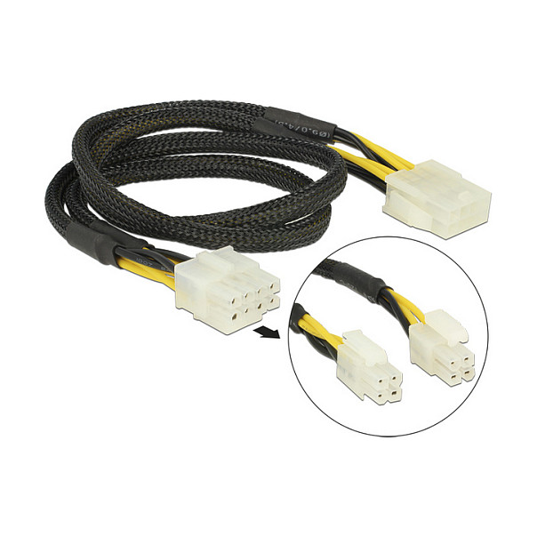 Produžni kabel za napajanje DELOCK 8 Pin EPS (M) na 8 Pin EPS (Ž), 44 cm