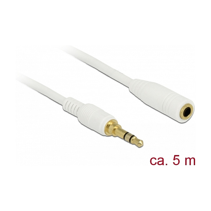 Audio produžni kabel DELOCK 3.5mm (3-pin, M/Ž, 5m, bijeli)-0
