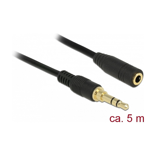Audio produžni kabel DELOCK 3.5mm stereo M/Ž (3-pinski, 5m, pozlaćeni konektori)
