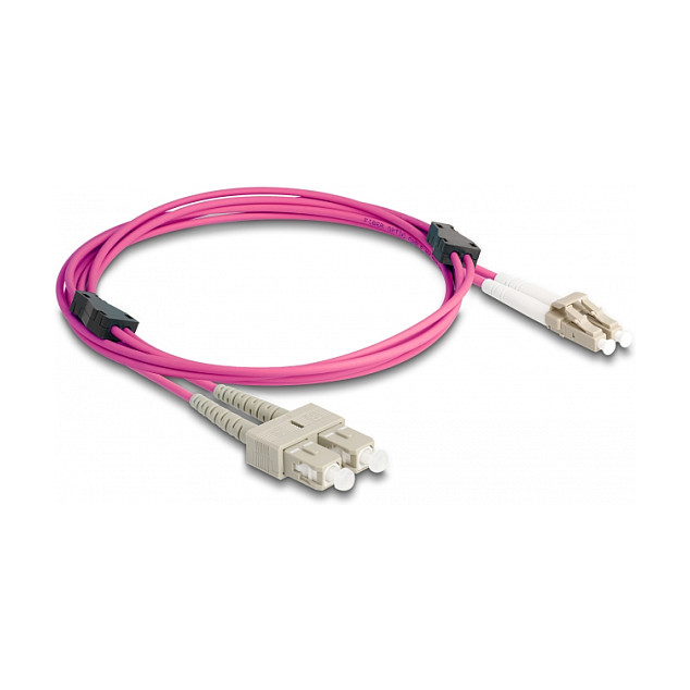 Optički kabel DELOCK LC Duplex na SC Duplex OM4 s metalnom armaturom, 2m-0