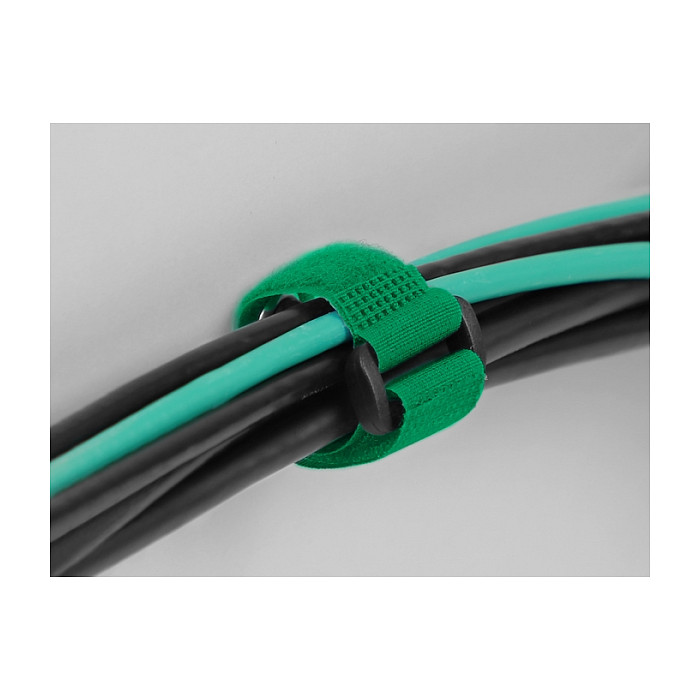Vezica za kabele DELOCK čičak traka s omčom 280x38mm zelena (3 kom)-3