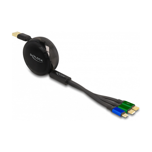 USB kabel 3-u-1 DELOCK 85359 (USB-A na Micro USB + 2x USB-C, na izvlačenje, brzo punjenje, 90 cm)-0