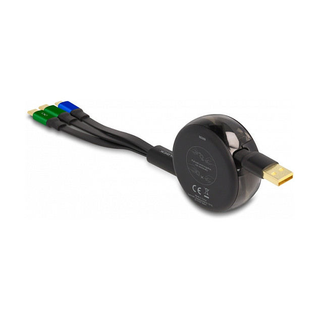 USB kabel 3-u-1 DELOCK 85359 (USB-A na Micro USB + 2x USB-C, na izvlačenje, brzo punjenje, 90 cm)-1