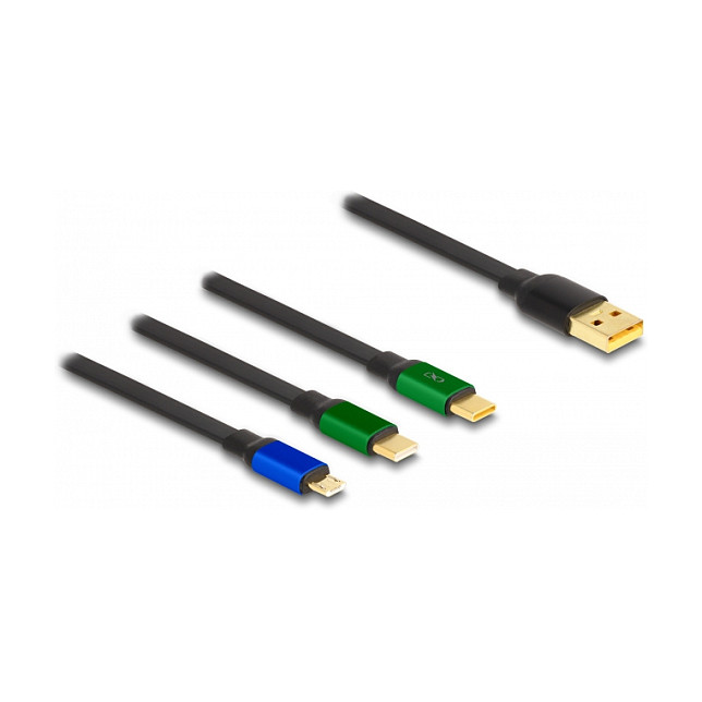 USB kabel 3-u-1 DELOCK 85359 (USB-A na Micro USB + 2x USB-C, na izvlačenje, brzo punjenje, 90 cm)-2