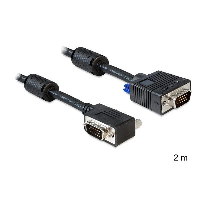 VGA kabel DELOCK 83173 (2m, M/M, 90° kutni konektor, feritna jezgra)-0