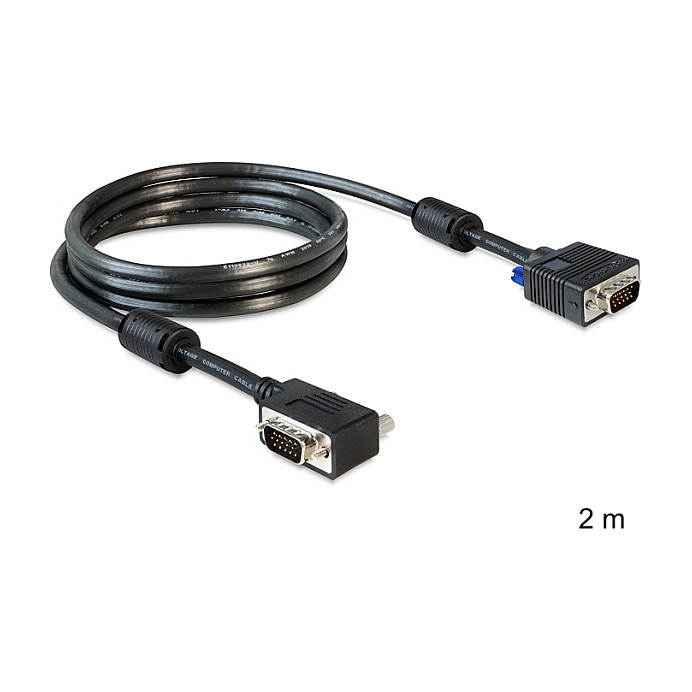 VGA kabel DELOCK 83173 (2m, M/M, 90° kutni konektor, feritna jezgra)-1