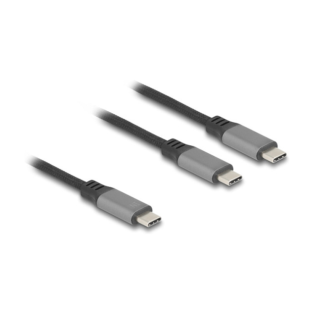USB-C Y-kabel DELOCK 81271 (PD 3.0 100W, Inteligentna distribucija napajanja, 1.2m)