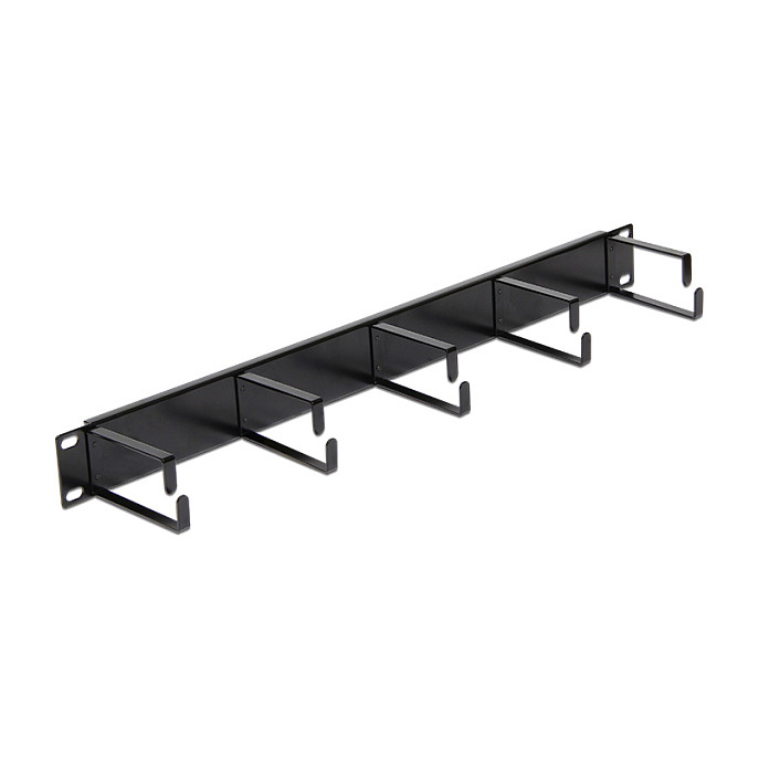Panel za upravljanje kabelima DELOCK 19" 1U s 5 metalnih prstenova, crni