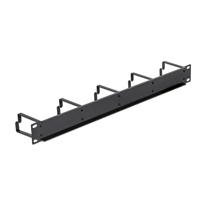 Panel za upravljanje kabelima DELOCK 19" 1U s 5 metalnih prstenova, crni-1