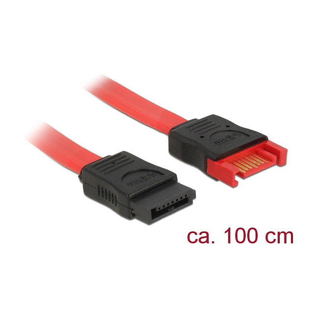 SATA produžni kabel DELOCK 6 Gb/s (7-pinski M > 7-pinski Ž) 100 cm crveni-0