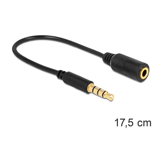 Audio adapter kabel DELOCK 3.5mm 4-pinski (M) na 3.5mm 4-pinski (Ž) CTIA / OMTP, 12.5 cm-0