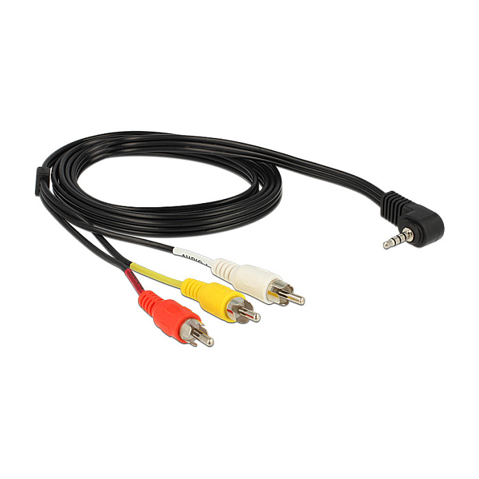 AV Kabel DELOCK 3.5mm 4-pin kutni na 3x RCA (M/M), 1.5m-1