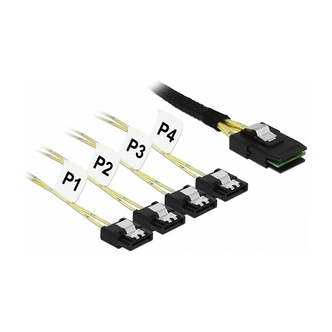 Kabel DELOCK Mini SAS SFF-8087 na 4x SATA 7-pin (1m, metalne kopče, 6 Gb/s)-0