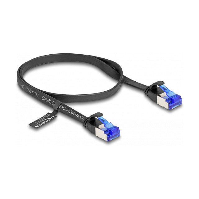 Mrežni kabel DELOCK Cat.6a U/FTP Flat (0.5m, crni)-1