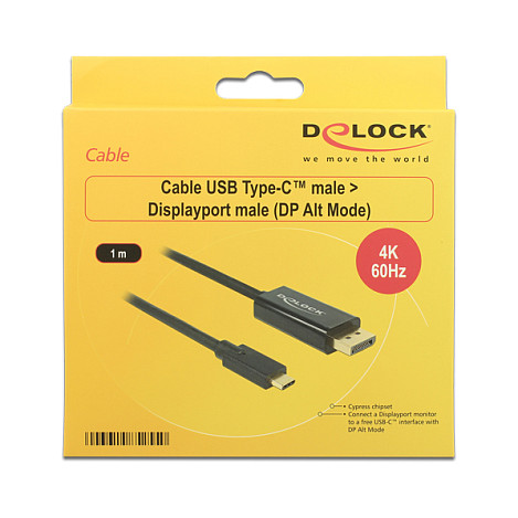 Adapter kabel DELOCK DisplayPort 1.2 na USB-C (1m, 4K 60Hz)-1