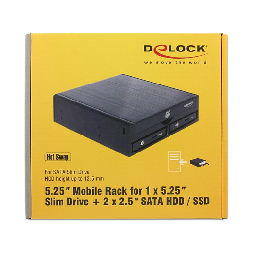 Ladica za diskove DELOCK 5.25" za 1x 5.25" Slim Drive + 2x 2.5" SATA HDD / SSD (47230)-5