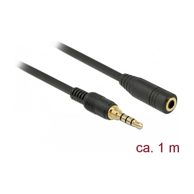 DELOCK Audio produžni kabel 3.5mm 4-pinski (M/Ž) 1m, CTIA standard-1