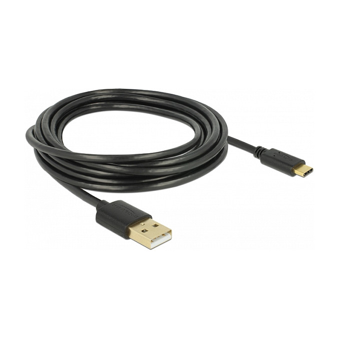 USB kabel DELOCK USB-A na USB-C 2.0 (3m, crni)