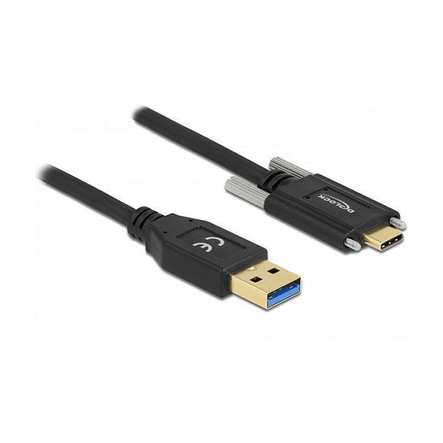 USB-C kabel DELOCK 3.2 Gen 1 (2m, 5 Gbps, 100W PD, E-Marker) crni