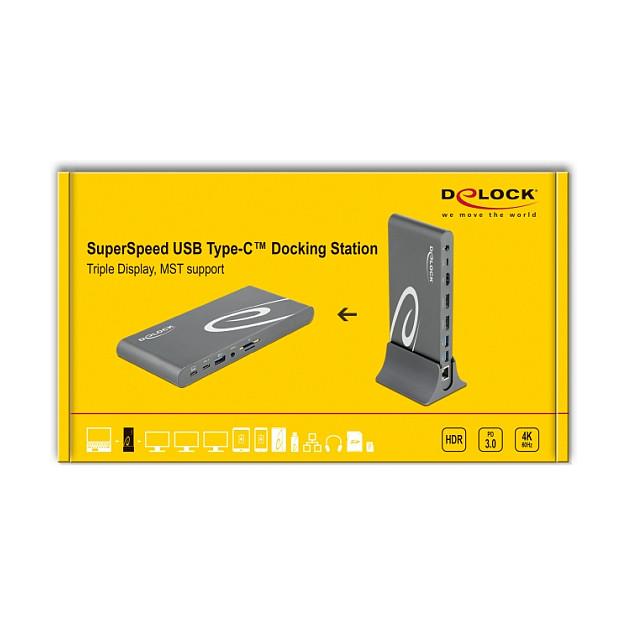 Docking stanica DELOCK 11-u-1 USB-C (2x DisplayPort, HDMI, 3x USB 3.2, LAN, Audio, SD/microSD, 100W PD) siva-5